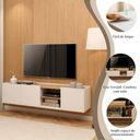 Ver imagem 5 de Rack Moscou Suspenso 155cm Branco com Amadeirado Byhouse