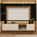 Ver imagem 3 de Rack Moscou Suspenso 155cm Branco com Amadeirado Byhouse