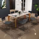 Ver imagem 2 de Mesa Capri 160cm Off White Com 6 Cadeiras Allana B05 Corano Preto Linho Cinza Escuro - Lyam Decor