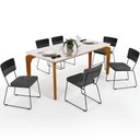 Ver imagem 1 de Mesa Capri 160cm Off White Com 6 Cadeiras Allana B05 Corano Preto Linho Cinza Escuro - Lyam Decor
