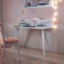Ver imagem 1 de Mesa Escrivaninha Sofia com Prateleira Decorativa 100% Mdf Branco - Pnr Móveis