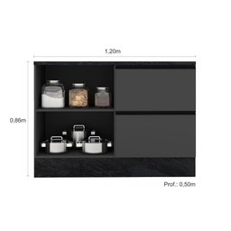 Balcão com Tampo 120cm 1 Porta 3 Gavetas Etna Poliman - 4