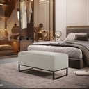 Ver imagem 2 de Puff Decorativo Sala De Estar Cléo 90cm Base De Ferro Preto W01 Bouclê Creme - Lyam Decor