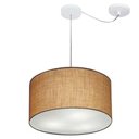 Ver imagem 1 de Lustre Pendente Cilíndrico Com Desvio de Centro Vivare Md-4163 Cúpula em Tecido 40x25cm - Bivolt - P