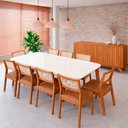 Ver imagem 1 de Mesa de Jantar Ficus 2,10 com 8 Cadeiras Bella Madeira/off White/kaki + Buffet Isa Cinamomo