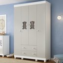 Ver imagem 1 de Guarda-roupa Infantil 122cm com Vidro 4 Portas e 2 Gavetas Fofura Multimóveis Mp4483 Branco/off