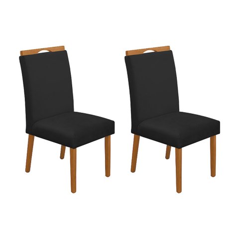 Kit 2 Cadeiras de Jantar Madeira Maciça Cerejeira Premium Heloísa Veludo Preto