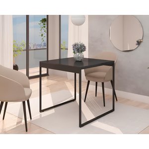 Mesa de Cozinha 2 Lugares Industrial Quadrada 80x80 Pé Metal:preto/preto
