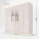 Ver imagem 4 de Guarda Roupa Casal Crsal 6 Portas de Bater 2 Gavetas MDP com Espelhos Branco Multimóveis 177cm