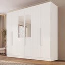 Ver imagem 1 de Guarda Roupa Casal Crsal 6 Portas de Bater 2 Gavetas MDP com Espelhos Branco Multimóveis 177cm
