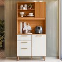 Ver imagem 2 de Kit Cozinha 3 Portas 2 Gavetas 92x188 cm Sicilia Piccolo Freijo Off Ripado Frisado Poliman