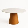 Mesa de Jantar Cone Redondo 100 Cm Base Freijó Tampo Mármore Branco Extra - 1