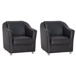 Kit 02 Poltronas Decorativa  Corino Preto Visammer Shop  Estofados - 1