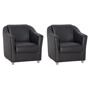 Kit 02 Poltronas Decorativa  Corino Preto Visammer Shop  Estofados