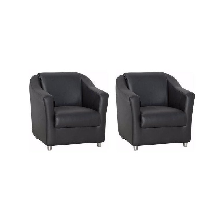 Kit 02 Poltronas Decorativa  Corino Preto Visammer Shop  Estofados