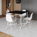 Ver imagem 1 de Mesa Industrial Quadrada Jantar Preta 90Cm Base V Com 4 Cadeiras Brancas Ferro Branco Cor: Preto