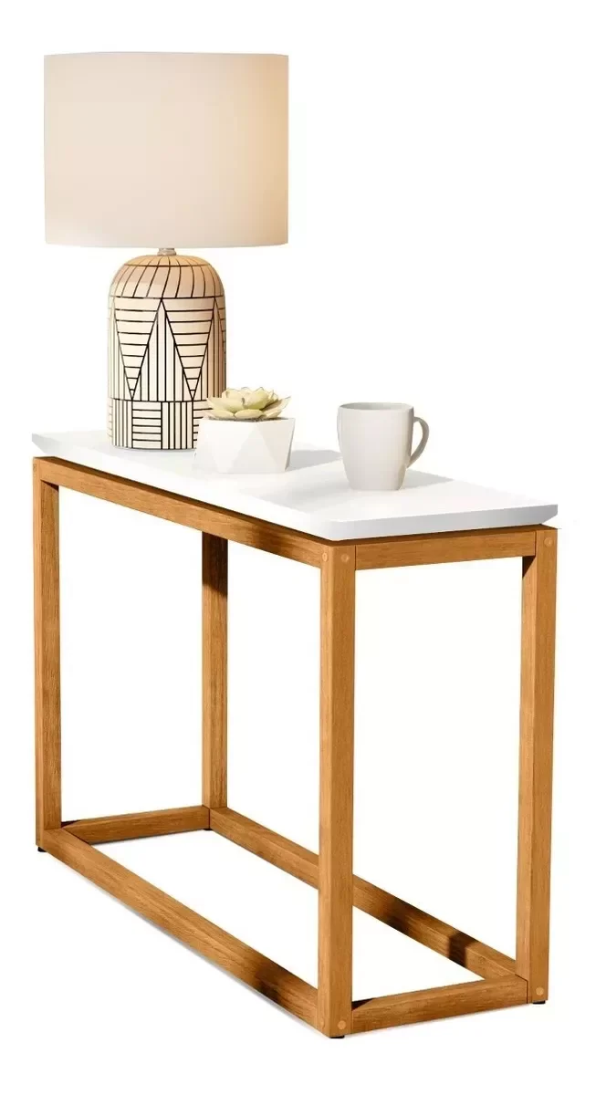 Mesa De Apoio Supreme Retangular Base Madeira Maciça:Branco - 2