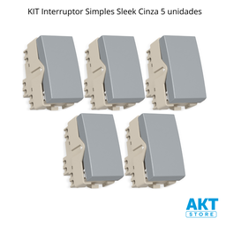 Kit 5 Interruptor Simples 10a Cor Cinza Sleek Margirius Cor:cinza - 3