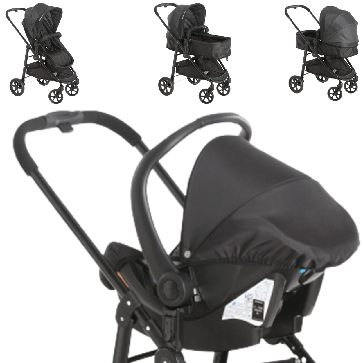 Carrinho de Bebe Galzerano Olympus com Bebe Conforto New Black - 4