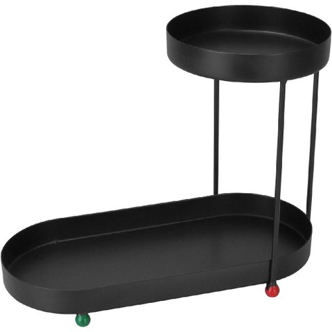 Suporte Decorativo Planta Cachepo para Vasos 2 Niveis Home&co Metal 27x35x17cm Preto