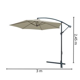Ombrelone Sombreiro Com Manivela Retrátil 3,0m Com Capa Proteção UV Área Externa Branco Importway - 2