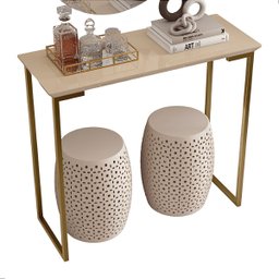 Aparador de Sala Roma Industrial:off-white e Dourado - 5