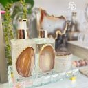 Ver imagem 3 de Kit Lavabo Difusor E Saboneteira Pedra Ágata Banhada À Ouro 24K Natural