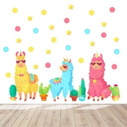 Adesivo kit infantil lhamas coloridas óculos - 1