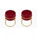 Ver imagem 1 de Kit 2 Puff Banqueta Estofado Decorativo Base de Ferro Capitonê Suede Bordo do Lar Móveis e Decora