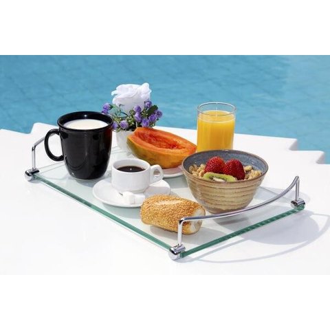 Bandeja para café da manhã em vidro incolor 8mm temperado 40cmx26cm Aquabox