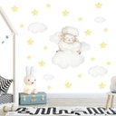 Ver imagem 1 de Adesivo kit infantil ovelha animal estrelas nuvens
