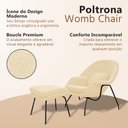 Ver imagem 3 de Poltrona Womb Chair com Puff Bouclê Base Preta Linha Premium Leitura Descanso Sala Moderna - Areia