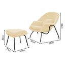Ver imagem 4 de Poltrona Womb Chair com Puff Bouclê Base Preta Linha Premium Leitura Descanso Sala Moderna - Areia