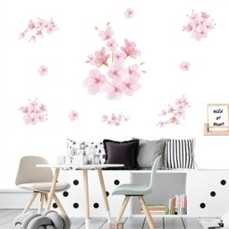 Adesivo kit infantil flor de cerejeira rosa aquarela - 1