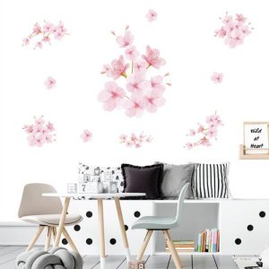 Adesivo kit infantil flor de cerejeira rosa aquarela
