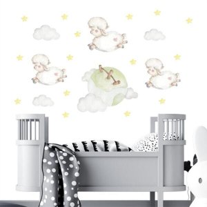 Adesivo kit infantil carneirinho e estrelas