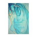 Ver imagem 2 de Quadro Abstrato Marmorizado Azul e Dourado Vertical - Tela Única - 60 x 40 cm - Branca