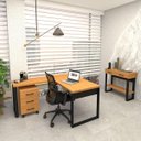Ver imagem 1 de Kit Mesa Escritório em L com Gaveteiro + Aparador 100% Mdf