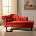 Ver imagem 2 de Recamier Decorativo Divã Amsterdã 147cm Lado Direito Couro Vermelho