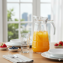 Ver imagem 2 de Jogo Jarra Moringa/copos Água Suco Tampa Acrilico Vidro 1,7l/270ml Transparente