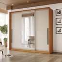 Ver imagem 1 de Guarda Roupa Casal 220cm 3 Portas de Correr com Espelho 240854 Valência Politorno Móveis