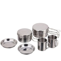 Kit Panelas em Inox Camping Cozinha Acampamento Outdoor Completo 8 Peças Panela Viagem Praia Pesca - 4