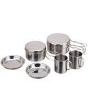 Ver imagem 4 de Kit Panelas em Inox Camping Cozinha Acampamento Outdoor Completo 8 Peças Panela Viagem Praia Pesca