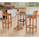 Ver imagem 1 de Conjunto Bistrô Mesa Madeira Maciça com 3 Banquetas Confort Ripada Castanha