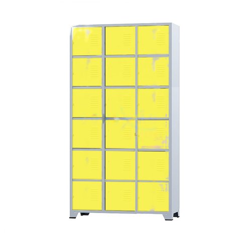 Armário Roupeiro De Aço 18 Portas Para Vestiário Academia Locker Amarelo