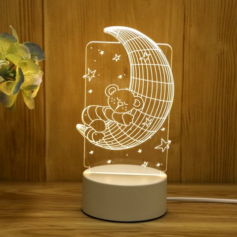 Luminária de Mesa Abajur 3d Lua Led 4w 5v 3 em 1