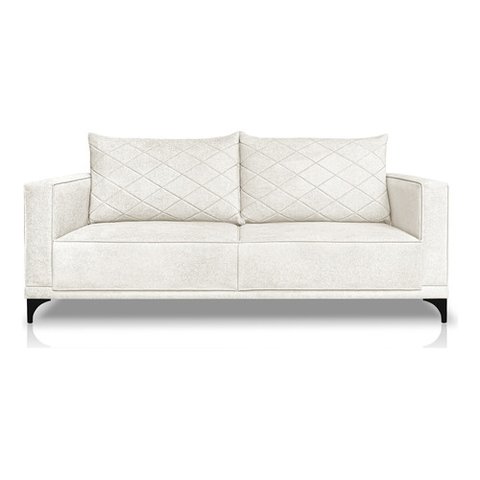 Sofá Viena 2 Lugares Bouclê Branco1.60m Pés em Aço para Sala Bz Home Decor