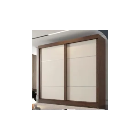 Guarda Roupa Casal 2 Portas de Correr 6 Gavetas 240cm Trancoso Castanho/Off White - Valverde