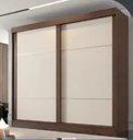 Ver imagem 1 de Guarda Roupa Casal 2 Portas de Correr 6 Gavetas 240cm Trancoso Castanho/Off White - Valverde