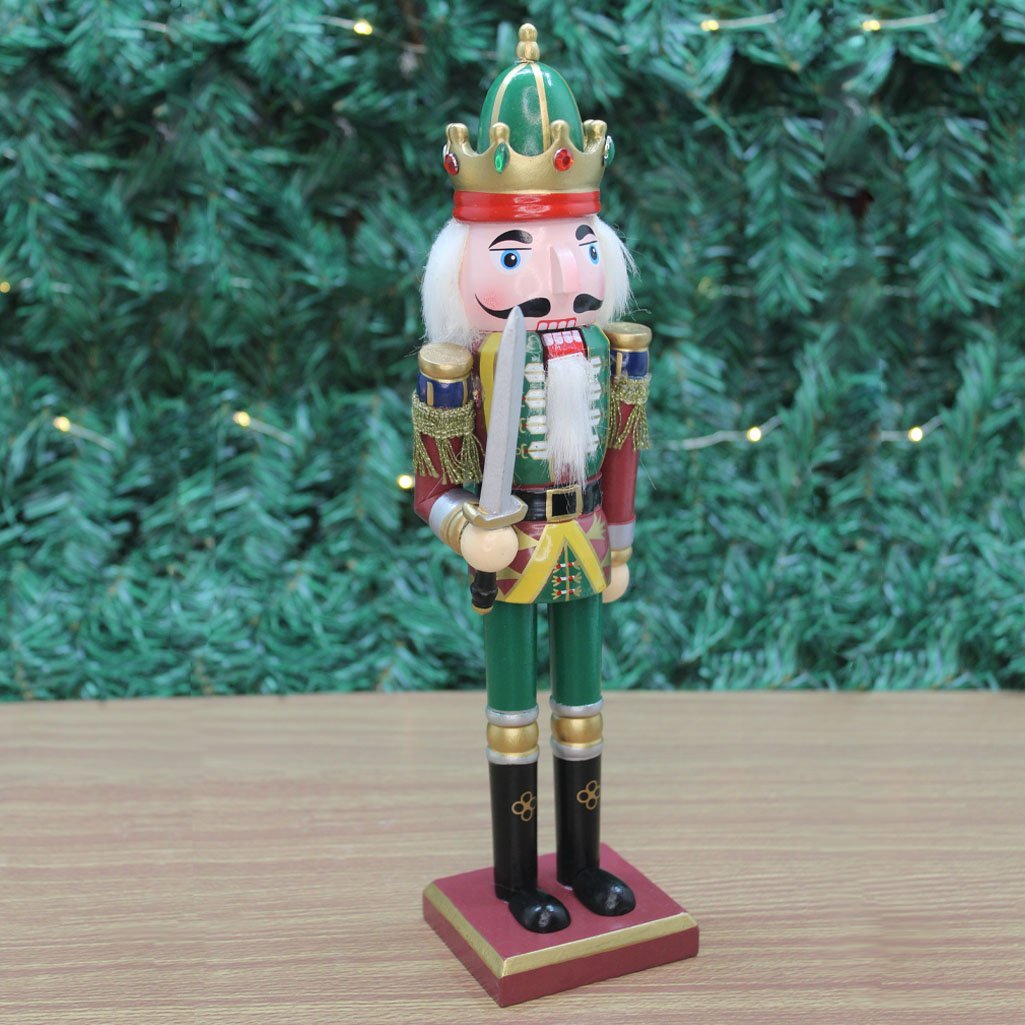 Boneco Natal Papai Noel Madeira Guarda Quebra Nozes 30cm - 3